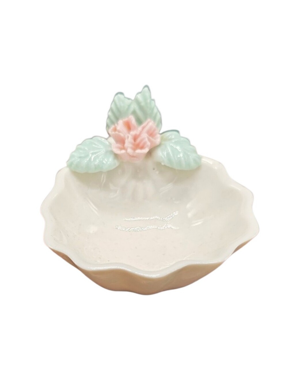 Vintage Ardalt Bone China Floral Shell Trinket Ring Dish Taiwan